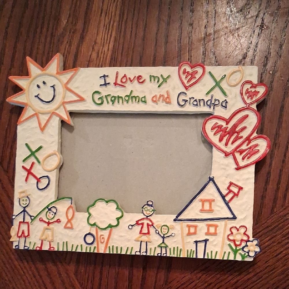 90's Whimsical Family Picture Frame For Grandma And Grandpa